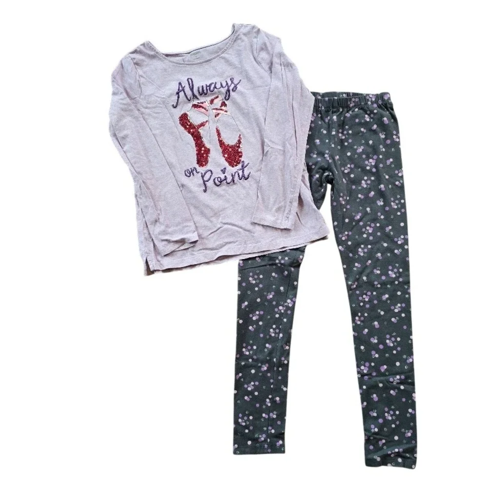 Gymboree Ballet Outfit Set Girls 12 Purple Sequin Top Polka Dot Leggings Dancer‎